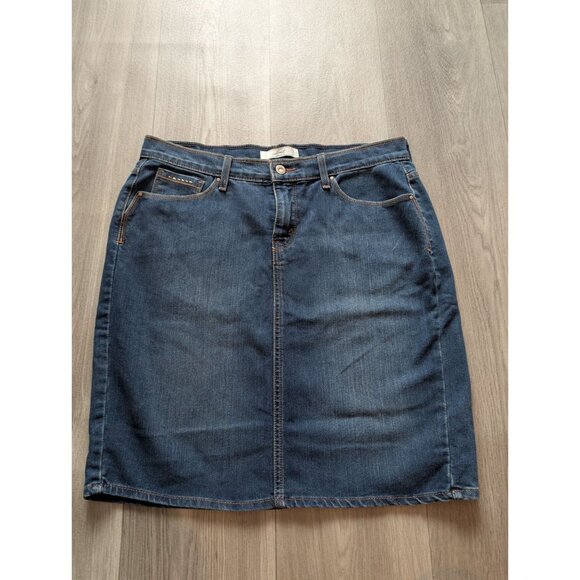 Levis Womens Denim Pencil Skirt Blue Mid-Rise Button Closure Back Pockets Size M - Picture 6 of 10